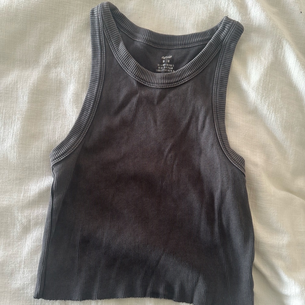 Aerie Dark Gray Ribbed Tank Top